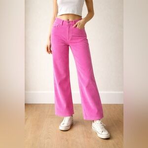 BDG High & Wide Corduroy Pants Pink Size 26 Wide Leg Cropped
